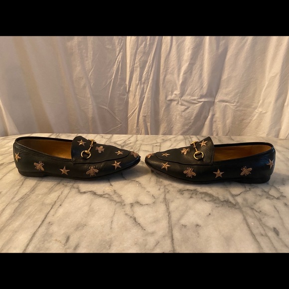 Gucci Black Leather Embroidered Horsebit Loafers - Picture 3 of 8